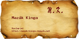 Mazák Kinga névjegykártya